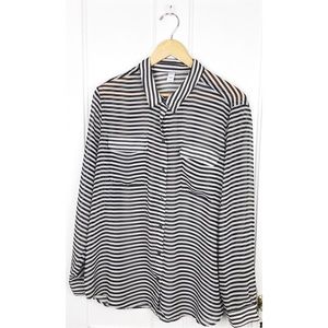 Old Navy : size : XXL : casual lightweight sheer striped button-up blouse top